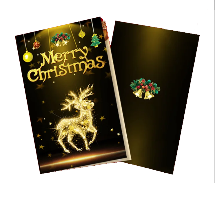 
Wholesale custom Christmas greeting cards in stock can be printed in English half-fold plus LOGO 