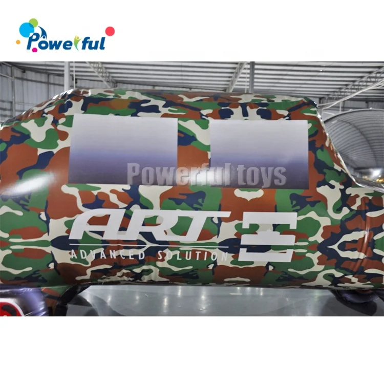 Inflatable camouflage car paintball bunkers for jousting arena