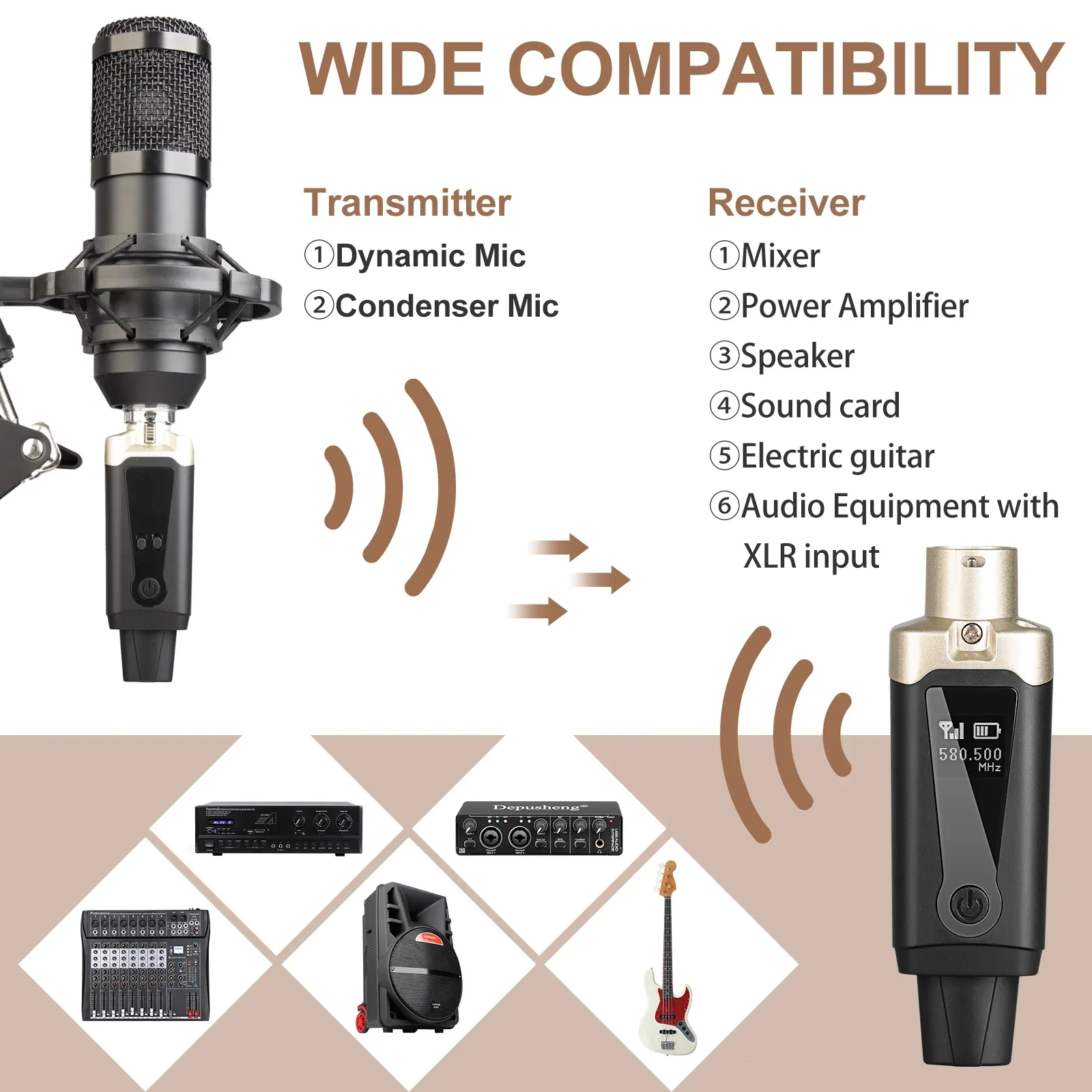 Wireless Microphone System Xlr Mic Converter Adapter Depusheng Ma5 Uhf
