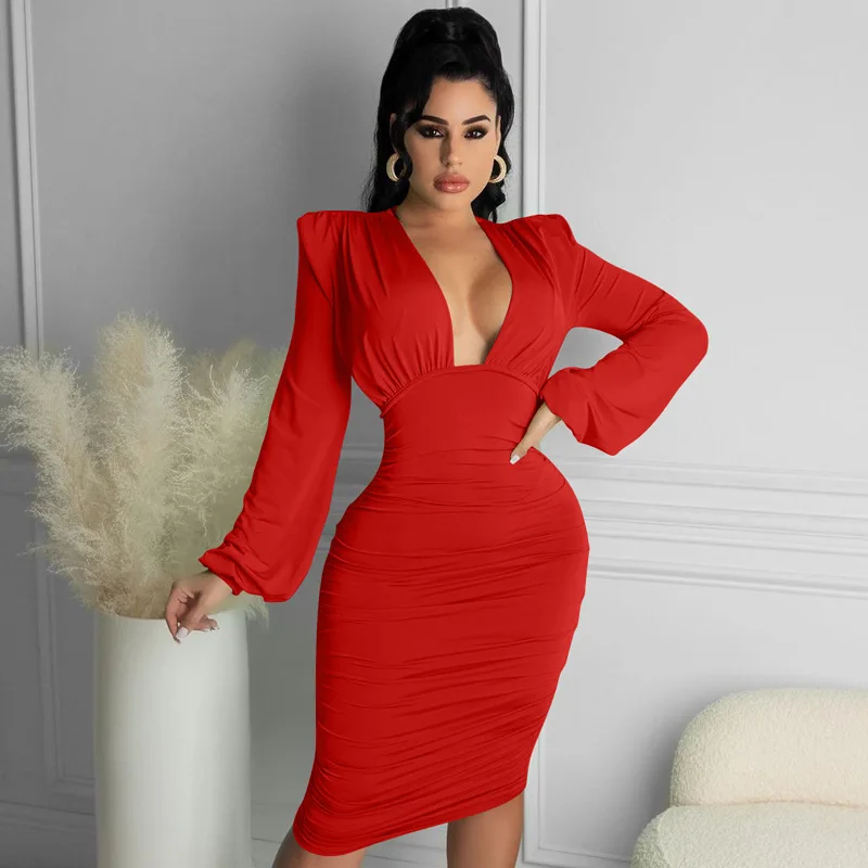sexy office dress Elegant White Midi Lady Long Sleeve Beach Party Bodycon Dress fg5417 Crafted from premium materials AEL Fashion Short Blazer Black
