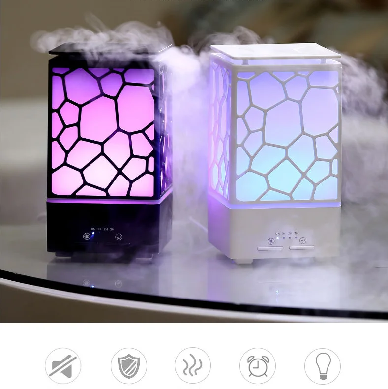 Colorful Comfortable Romantic Water Cube Oil Aroma Diffuser Humidifier Atmosphere Night Lamp for Home