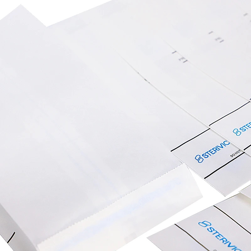 
Best quality hospital use autoclave plain top sterilization paper bags with steam indicator 