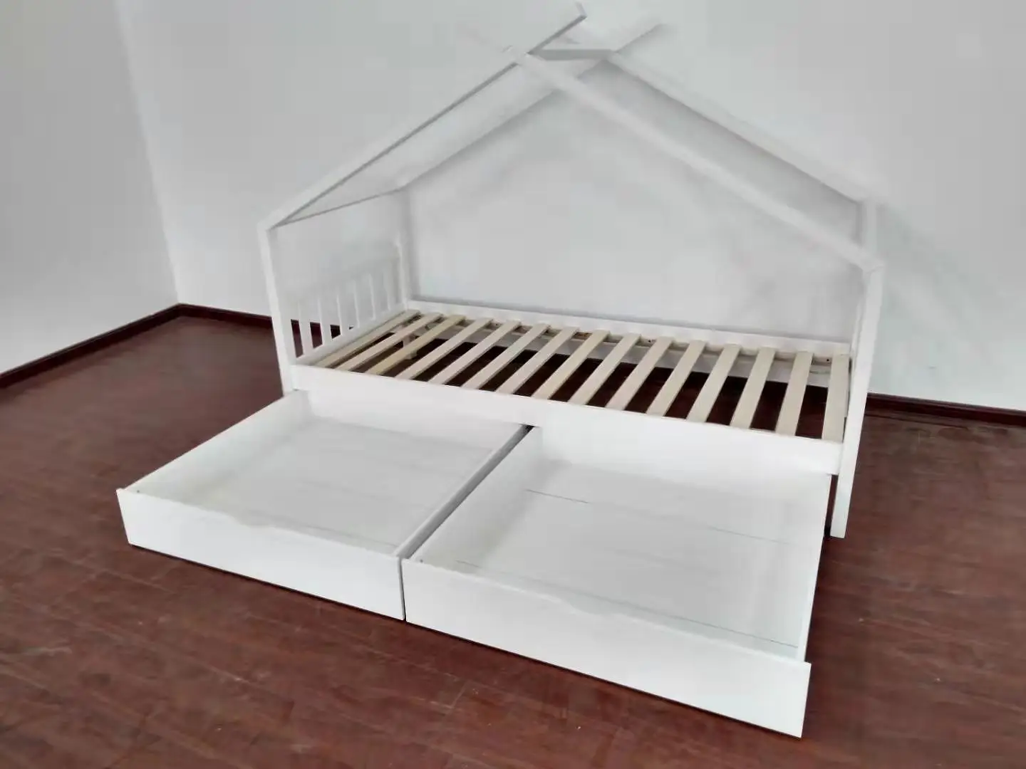 Wooden Kids House Bed Frame,Solid Pine Wood Tree House Style Kids Floor