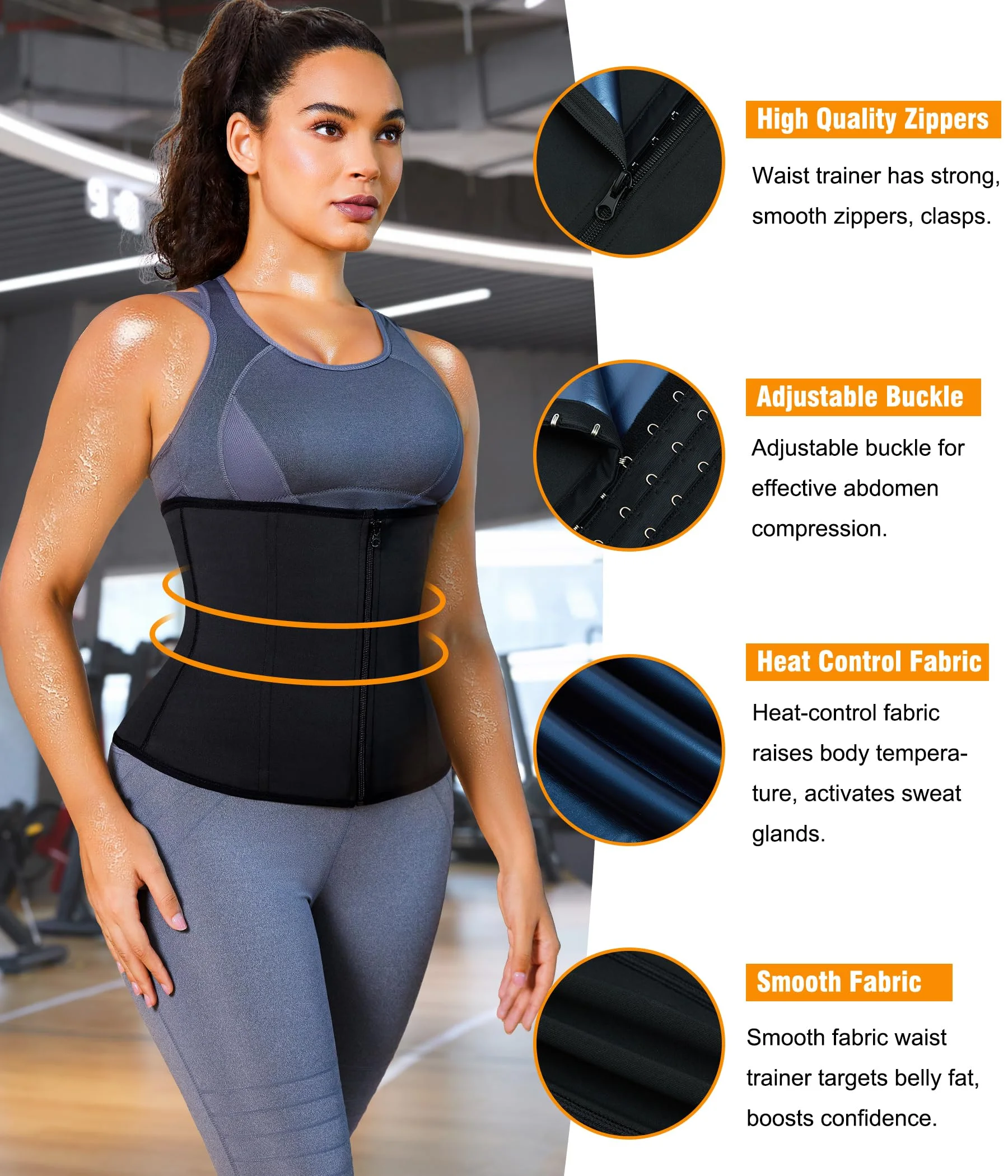 Women's Shapewear BBL Clip Zip Waist Trainer Corset Neoprene Body ...