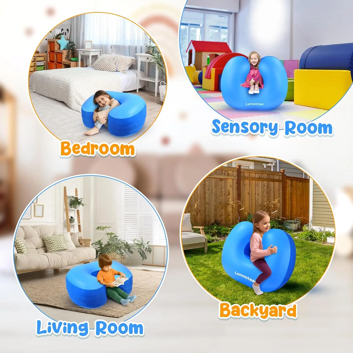 Sensory Rocking Inflatable Inflatable Sensory Rocking Chair for Kids with Autism ADHD-Soft Squeeze ...