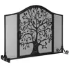 Exclusive design of fire screen trim black metal free-standing spark screen with cut tree and latch doors
