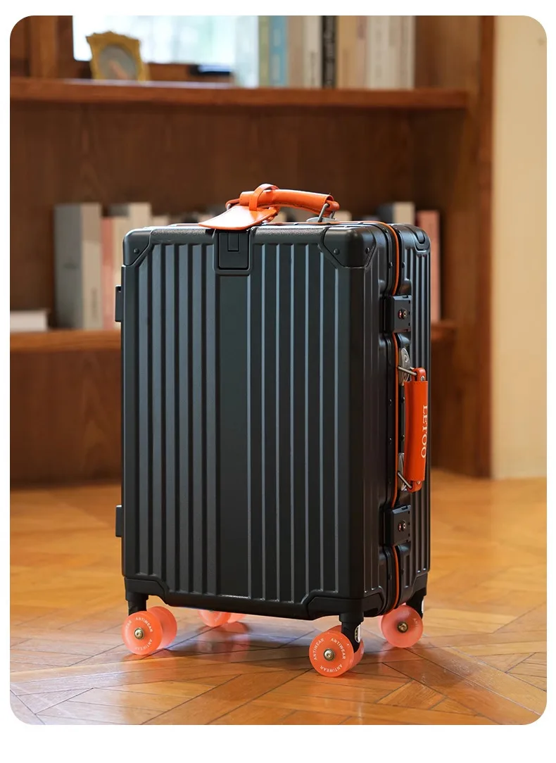 product 26 inch modern aluminum frame luggage box mute spinner large capacity boarding password travel suitcase skating wheels tsa lock-21