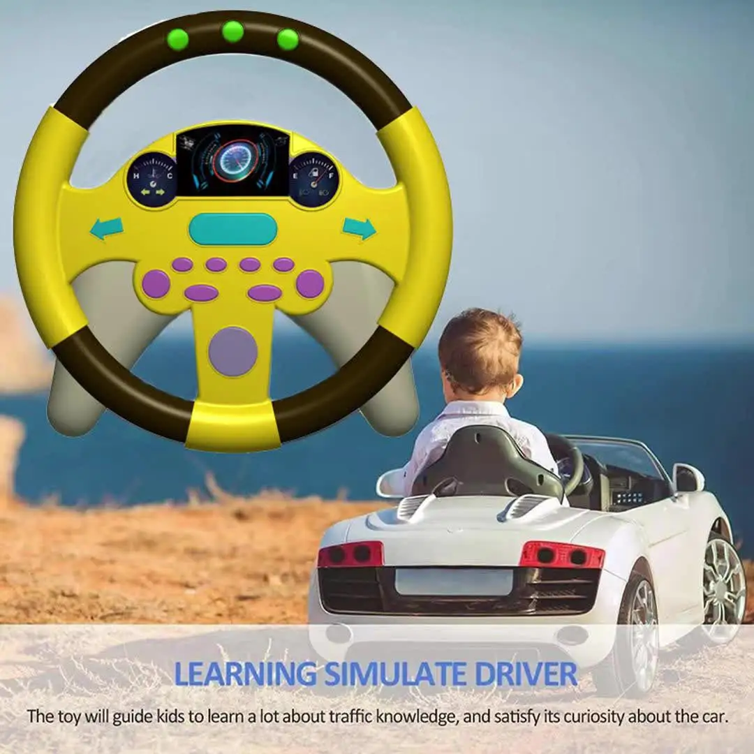 Jouet De Volant Pour Pour Siège De Voiture | Volant Rotatif à 360 Degrés Pour Siège De Voiture De Bébé, Jouet De Volant Simulé Avec Musique, Jouet De Siège