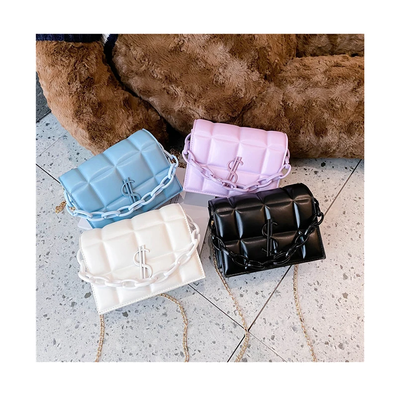 

Quilted Acrylic Chain Women Messenger Bag Designer Shoulder Bags Female Fashion Letter Handbag Luxury Brand Soft Crossbody Purse
