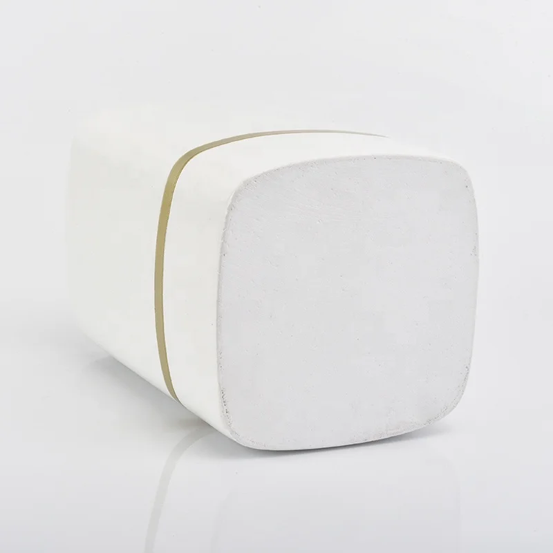 Square white glazed custom ceramic candle containers votive scented candle holders wedding decor