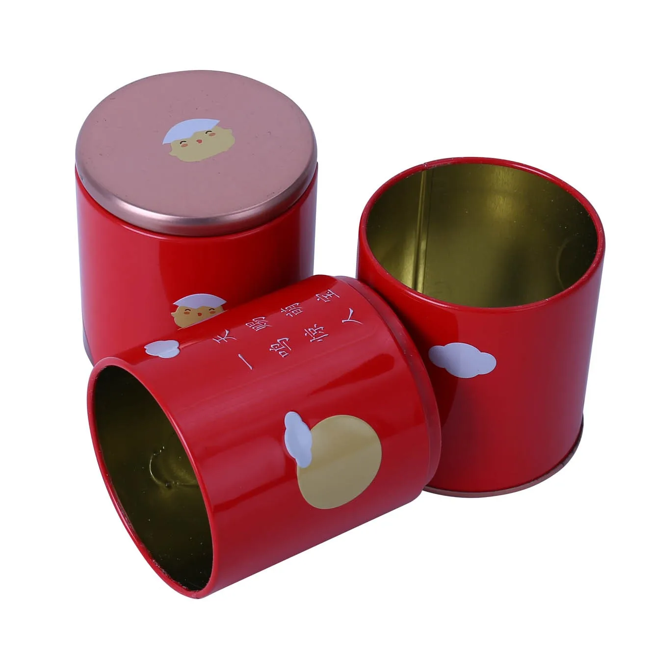 Bodenda hot sale round shape food grade tea tin box three layers coffee tin can assorted tea tin can customized