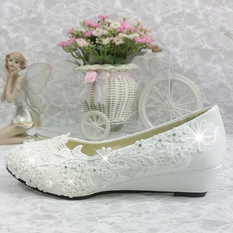 ivory lace wedges