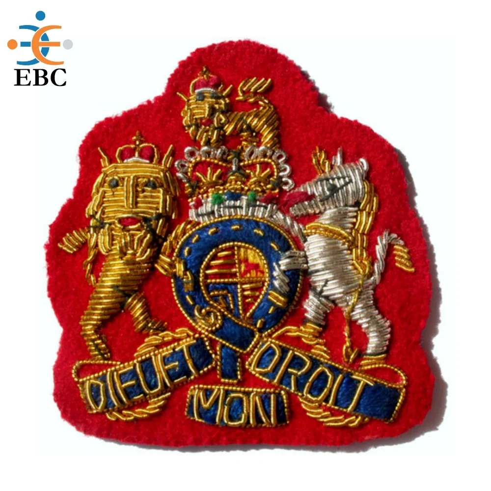 Oem Blazer Badges Custom Ranks Bullion Wire Hand Embroidery Badges Patch High Quality Officers