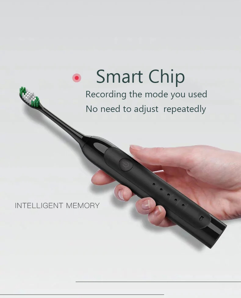 High Frequency Sound Wave Vibration Electric Toothbrush,Led Invisible Light Wireless Charging Ultra-Thin Adult