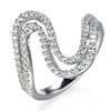 2019 Fashion 925 Sterling Silver Jewelry Wave Rings,Zircon Rings For Party,Design Sparking Aaaaa Cz Ring