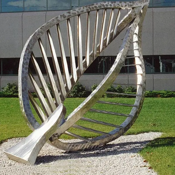 Beroemde hedendaagse outdoor metalen art rvs leaf sculptuur voor vierkante decor