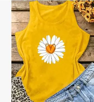 2020 new sweet little daisy print sleeveless vest multi-color