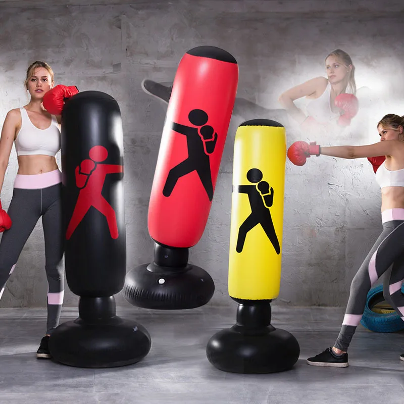 160cm Boxing Punching Bag Inflatable Free-Stand Tumbler Muay Training Pressure Relief Back Sandbag