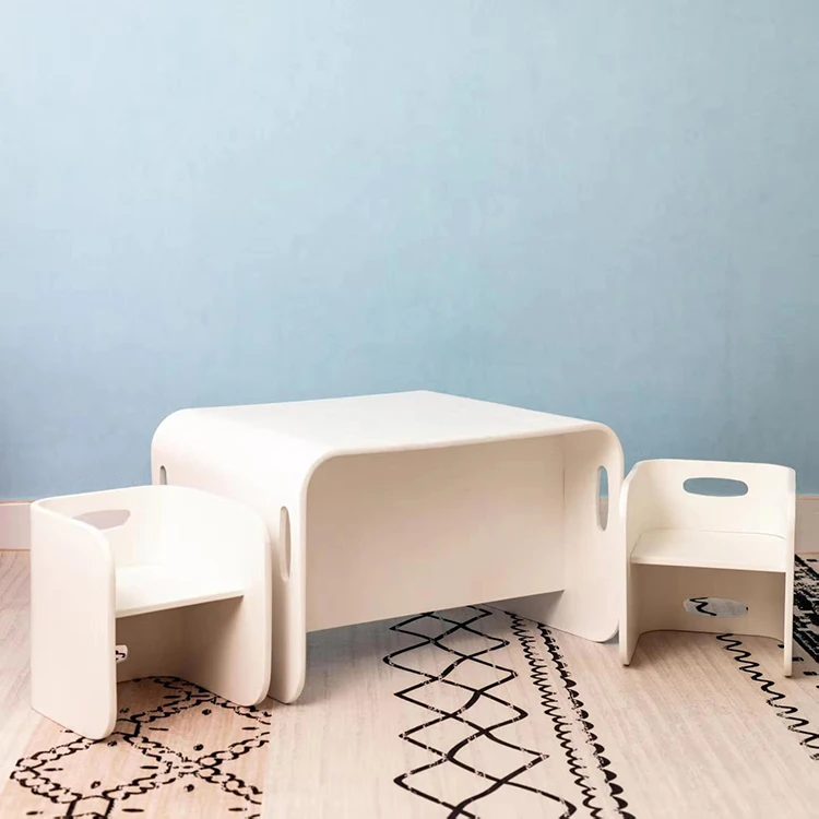 
Wood children furniture kids table and chairs with storage 