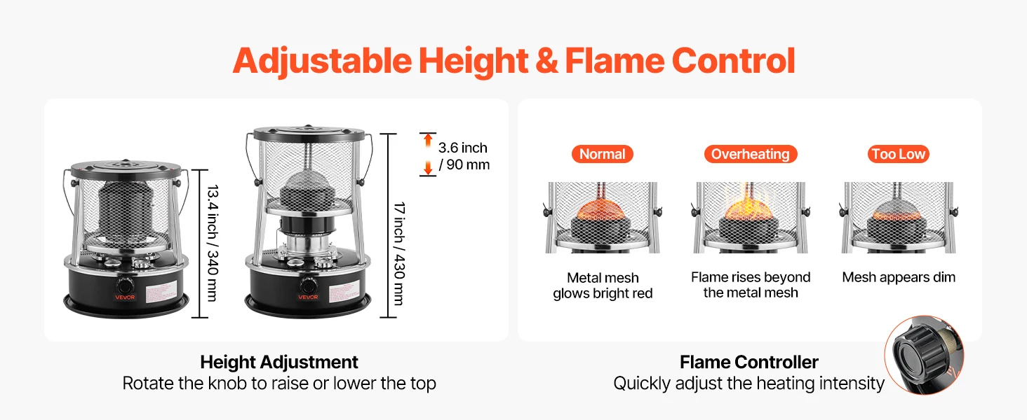 Camping Kerosene Heater, 9000BTU, Portable - detail 4