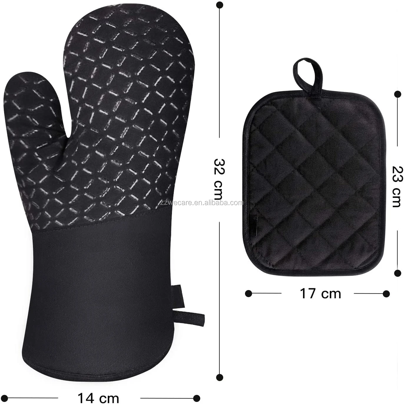 Baking Oven Glove Solid Color Cooking Microwave Mitts Kitchen Pad Potholder  Oven