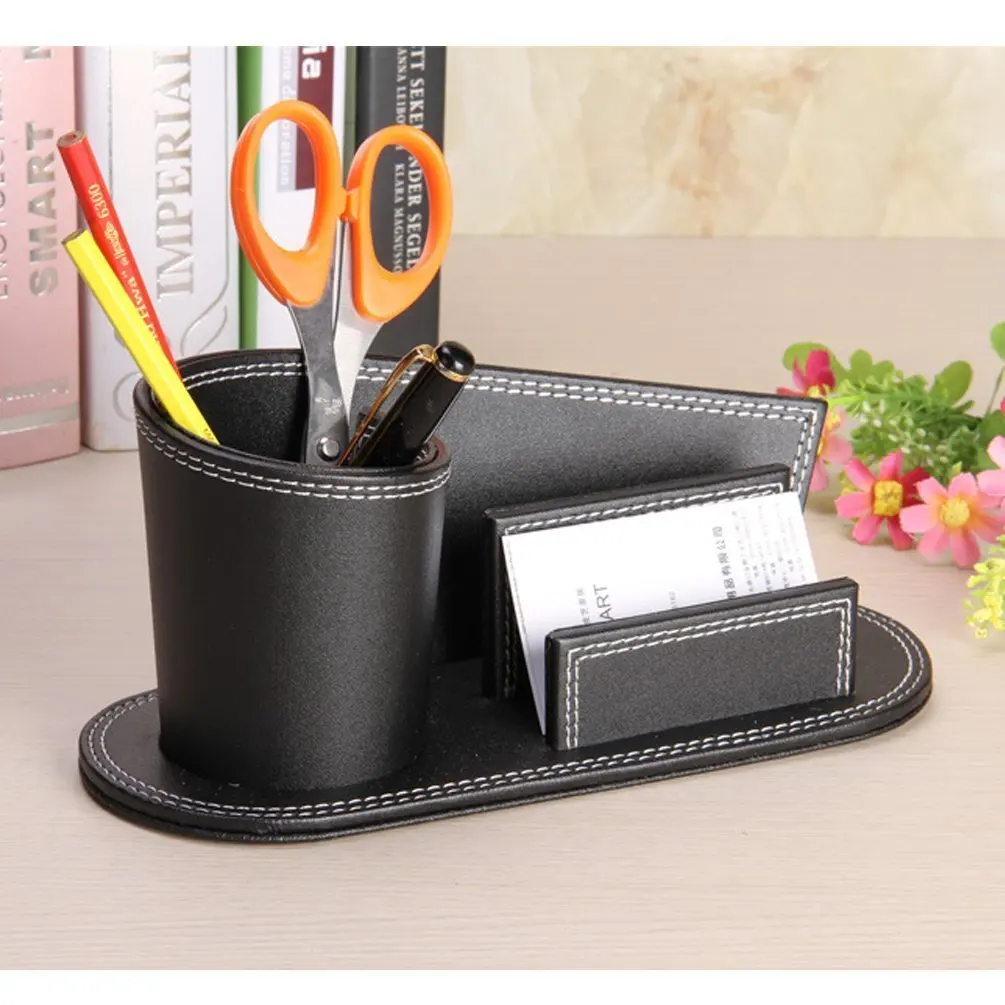 Luxury Leather Custom Handmade Pencil Holder Table Desktop Storage Pen