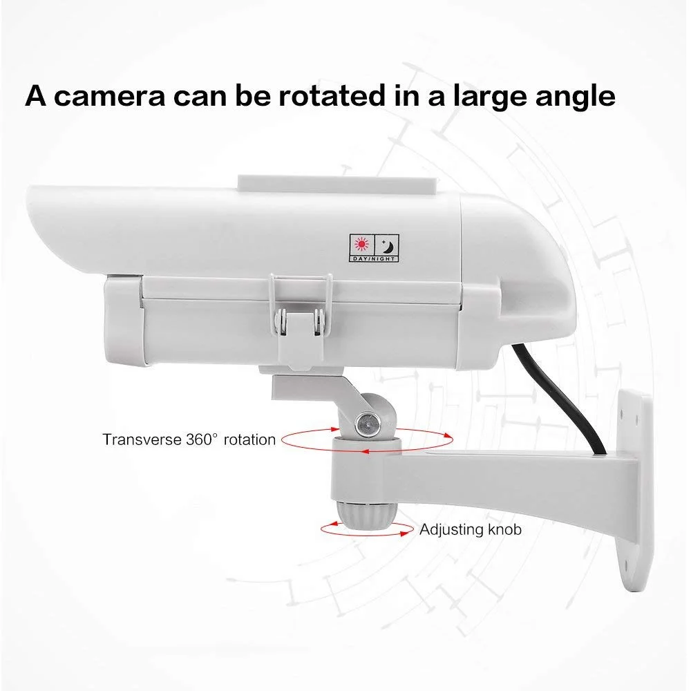 Outdoor Battery Powered Security Solar Fake Dummy Cctv Camera With Red