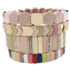 Wholesale Custom Yellow Blue Gold Rainbow Bracelet Set Hand Rainbow Bracelets Bangles For Men Enamel Tile Stacked Bracelets Set