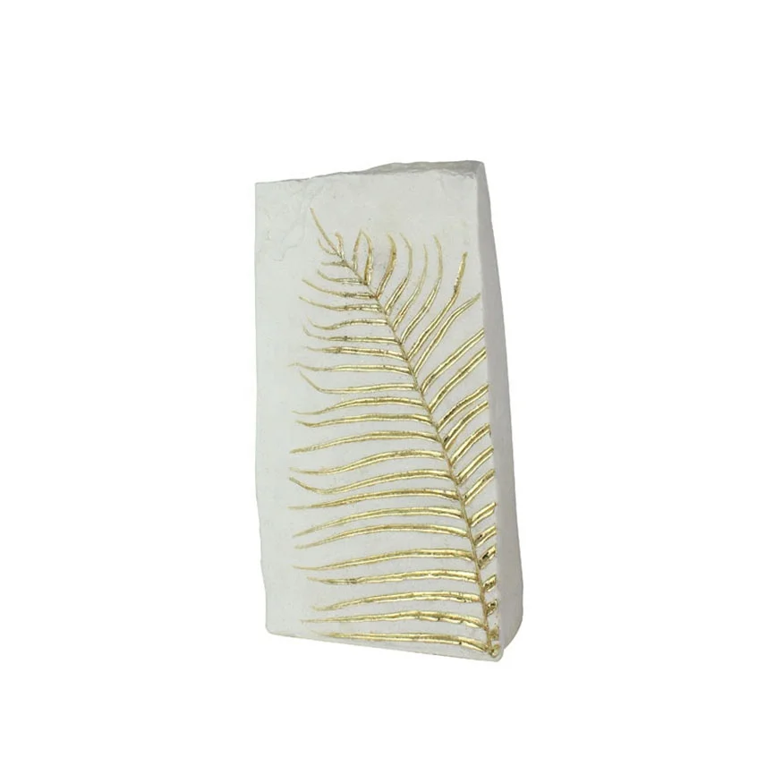 Wholesale white resin goldleaf sticker fern vase for home decoration details