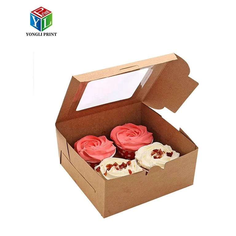 Custom Donut Boxes Bulk Paper Window Clear 4 6 8 12 Hole Muffin Cup