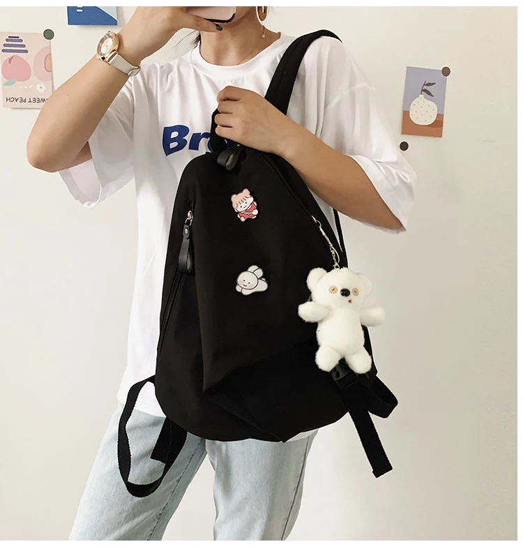 product-GF bags-mochilas New Teen Schoolbag for Girls Backpack Black Pink Nylon Cute Cartoon College-1