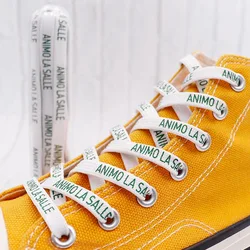 Weiou Shoe Accessories Fashionable Design Printing Animo La Sall Letter White Flat Polyester Printed Shoelaces