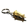 3D Mini Pile Hammer Shaped Three-dimensional Drop Hammer Gold Color Alloy Metal Pile Driver Keyring