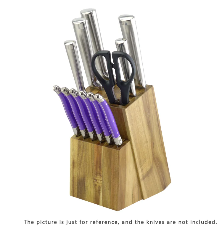 Simple Design Acacia Wood 12pcs Set Wooden Knife Block