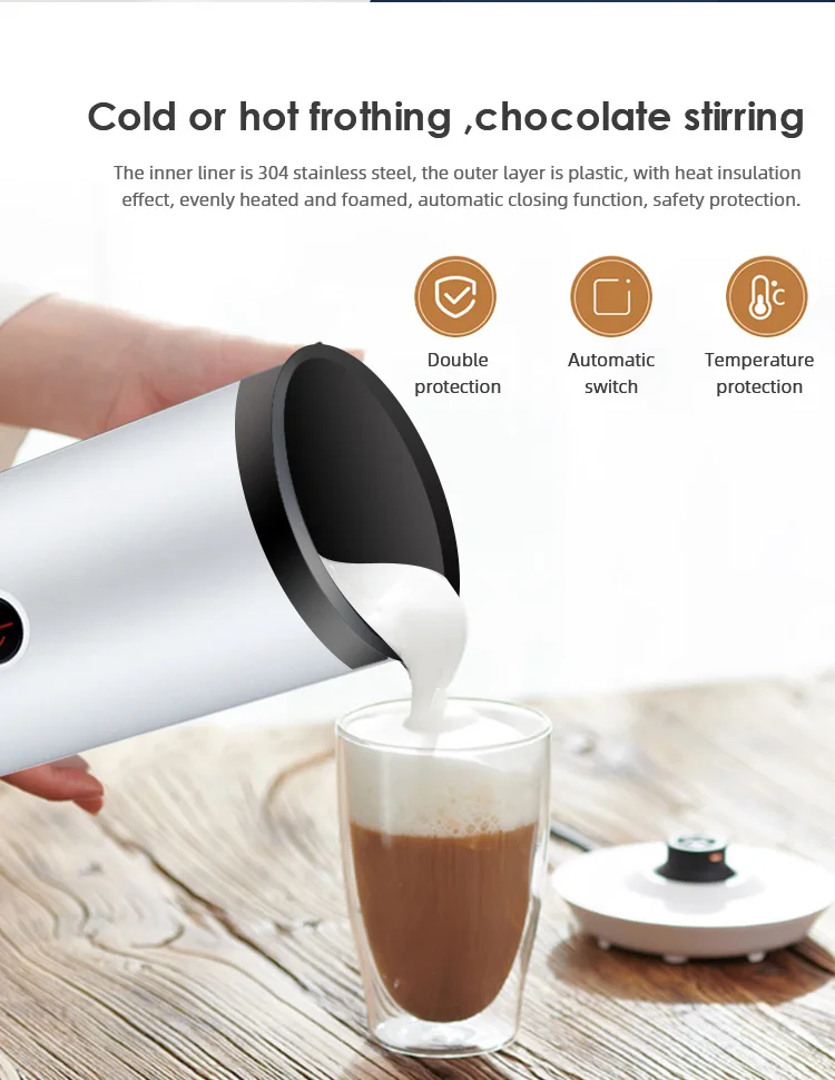 New 2 In 1 Milk Frothing Pitcher Froth Electric Frother Heater Hot Mini