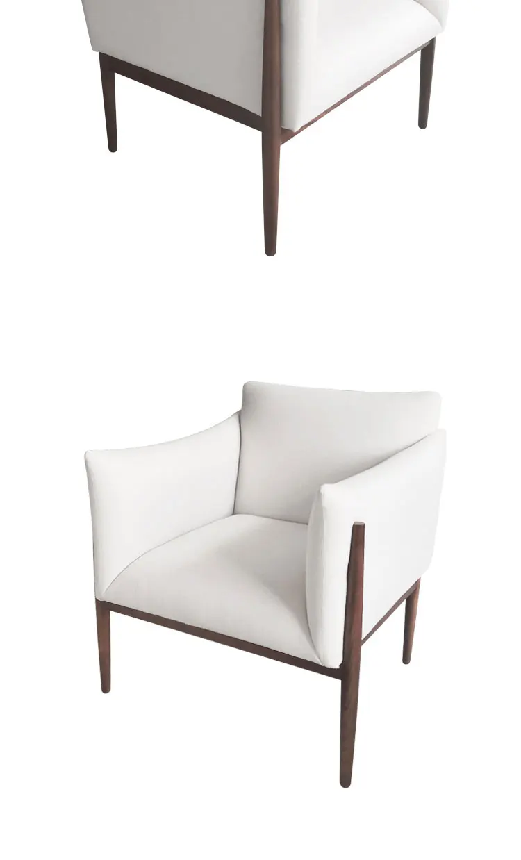 简洁设计深棕色灰实木框架休闲扶手椅软室内椅子室内装潢休闲椅