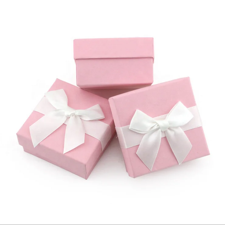 product-Dezheng-Pink Paper Packaging Ring Gift Custom Mini Jewelry Box With Ribbon-img-1