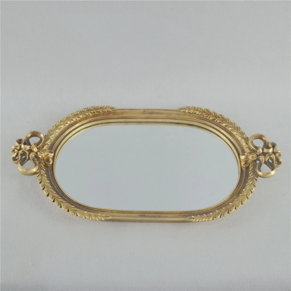 European Style Home Decor Resin Plastic Mirror Tray with printed design