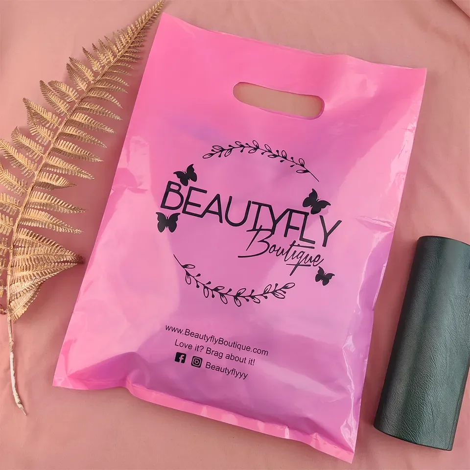 Customized Packing Biodegradable Shopping Bags Fold Over Die Cut Handle ...