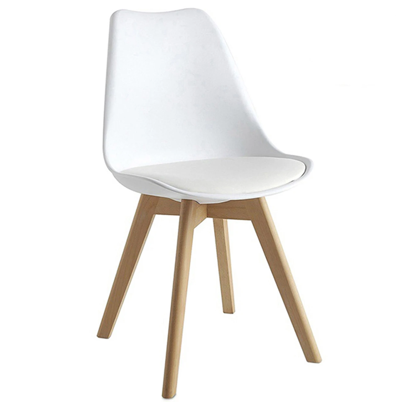 Home Furniture Types Of Plastic Chairs White Cushion Pp Tulip Chair With Wooden Legs Buy White Chair With Wooden Legs