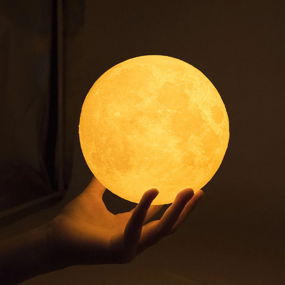 15-20CM 3D Printing Large Moon Lamp Moonlight USB LED Night Lamp 2Color Changing 
