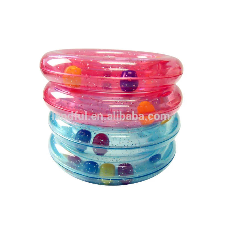 Baby Plastic Rattle Ring In Clear Colorful Beans Insert Craft Toy