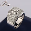 Classic Man's 14K White Gold Round Brilliant Cut Loose Synthetic Moissanite Diamond Ring