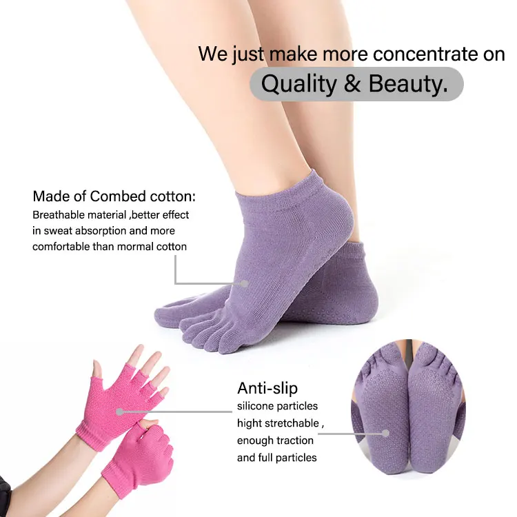 yoga-sockds-2. Yoga Socks Non-Slip Grips for Pilates Ballet Dance Barefoot Workout Cotton Open Toe Women Sports Socks 