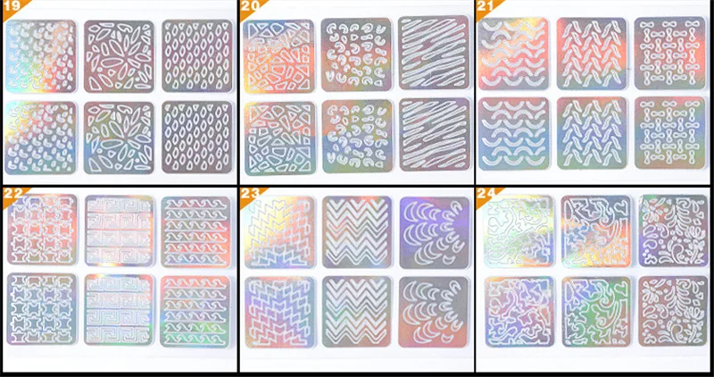 24pcs Flash Nail Vinyls Foil Airbrush Polish Stamping Tool Fashion Flash Hollow Nail Sticker Stencil Laser 3D Nail Art stickers.jpg