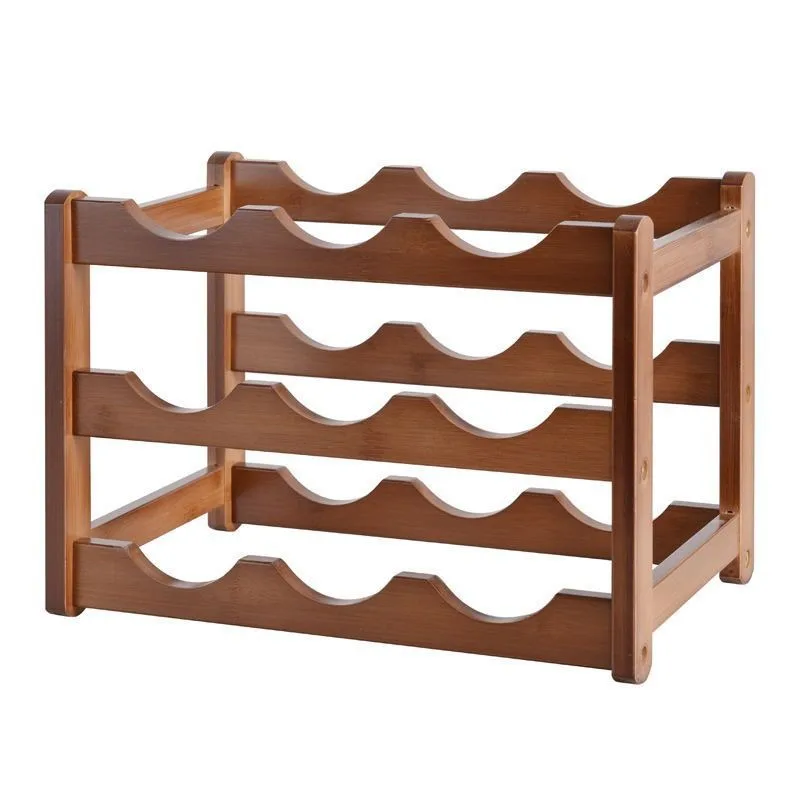 product natural bamboo wooden rectangle wine display holder rack stand countertop storage shelf organizer kitchen party tabletop cabinet-18