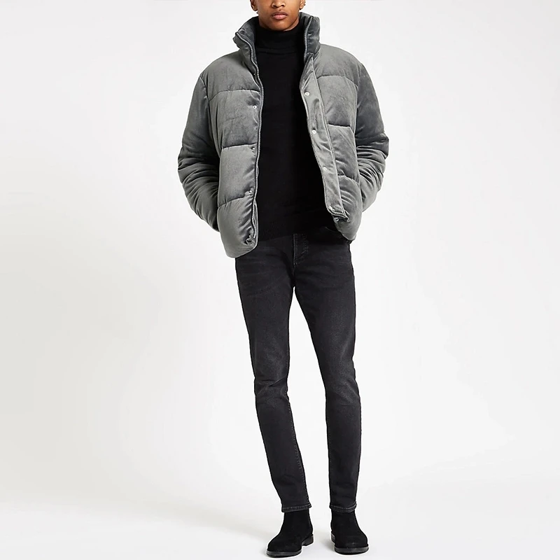 gray puffer jacket