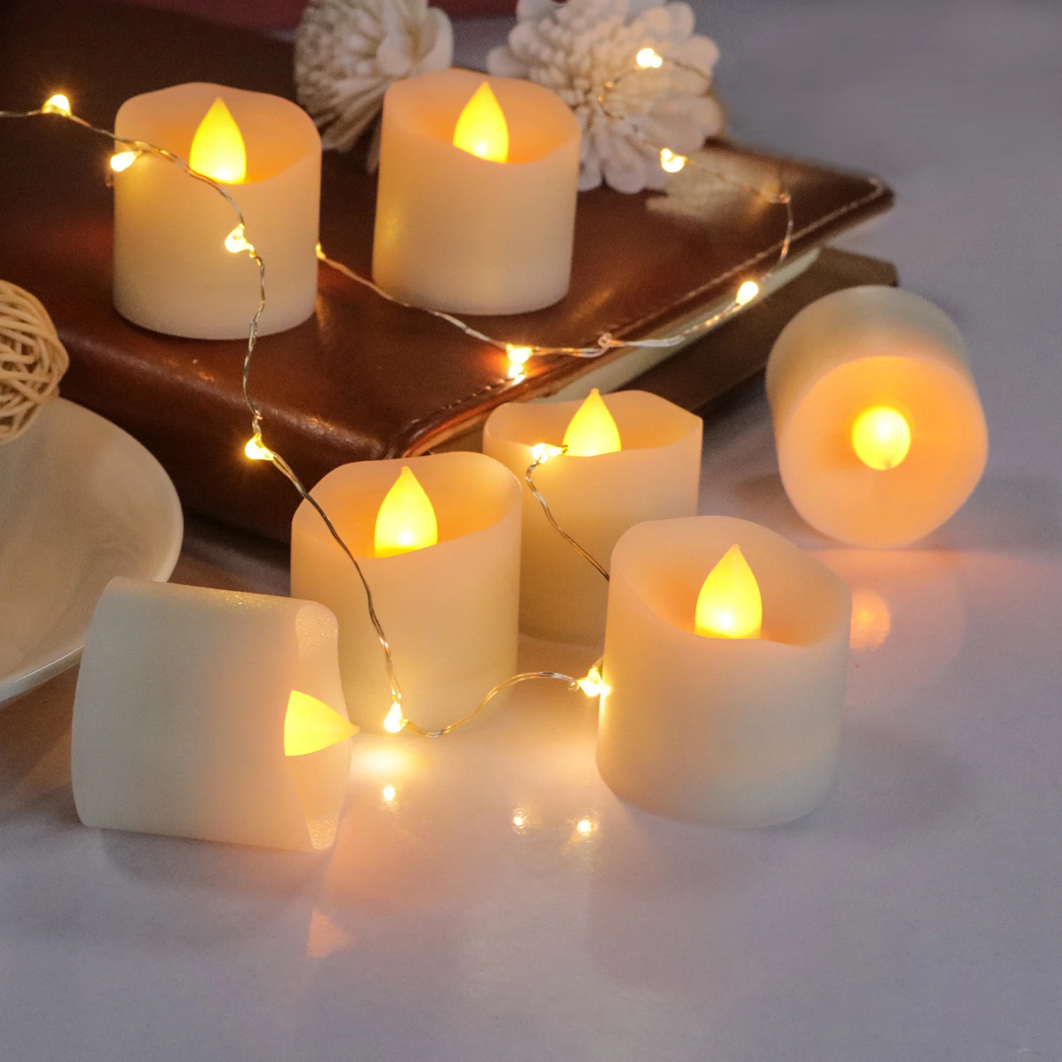 amazon hot sale 12pcs Battery Operated LED Decorative Flameless Candles Flickering Tea Light