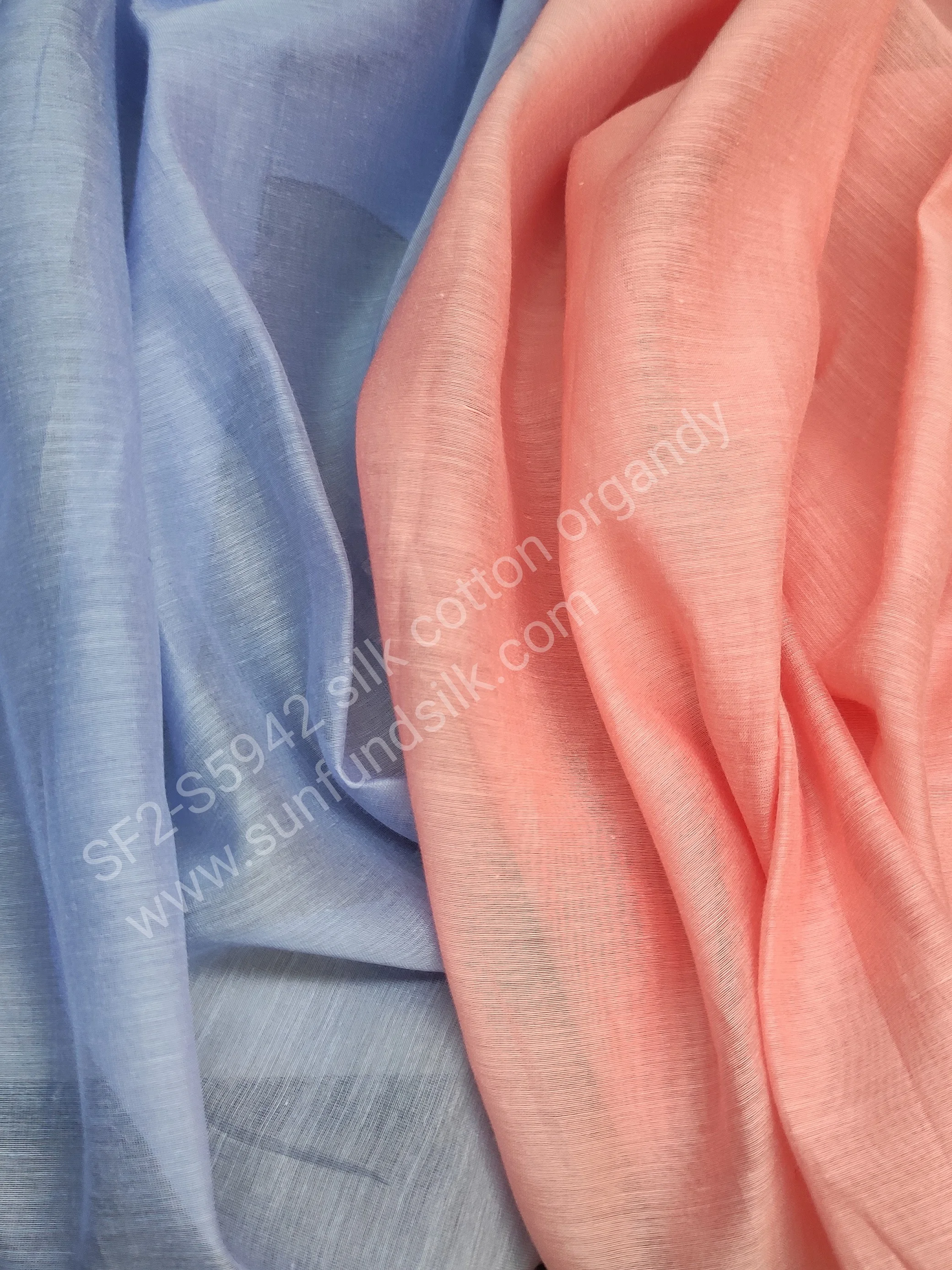 真丝欧根纱棉织物,丝光棉纱,蝉翼纱面料