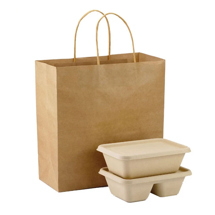 Custom Personalized Restaurant To Go Take Away Out Paperbag Brown Kraft